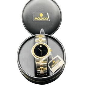 Movado Classic Museum Black Dial Two Tone Swiss Men’s Watch 2100016 ($950 MSRP)